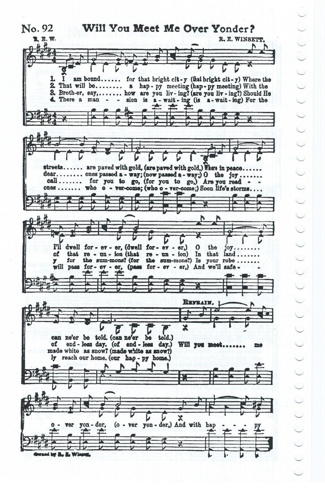 Song Sheet Fellowship Hall